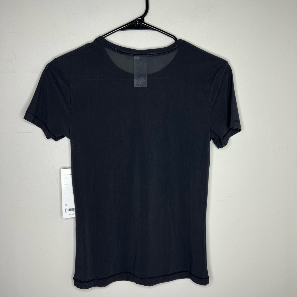 Athleta Black Short Sleeve Tee Mesh Semi Sheer NEW W/Tag - Picture 6 of 8